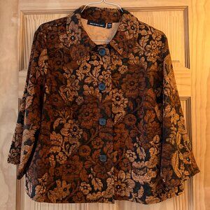 Briggs New York Jacket Blazer Brown Floral 18W